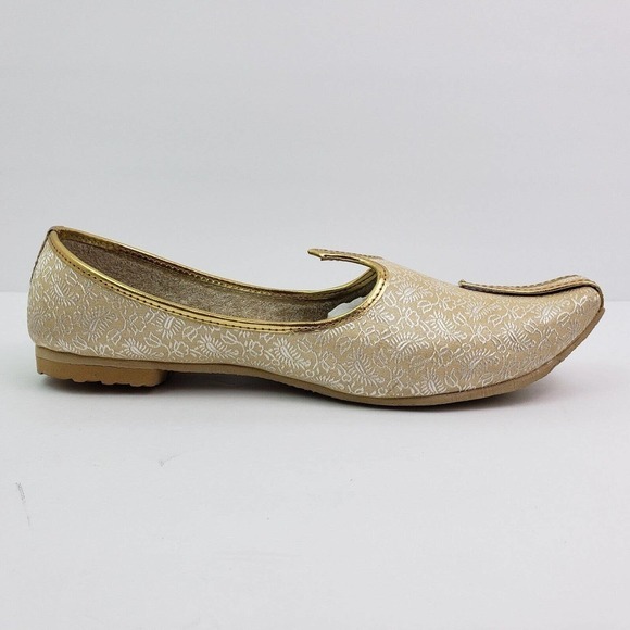 Shoe Bazar Etnic Mojri Khussa Mens Size 7 Gold Handmade Slip On Loafer Shoes main image 10